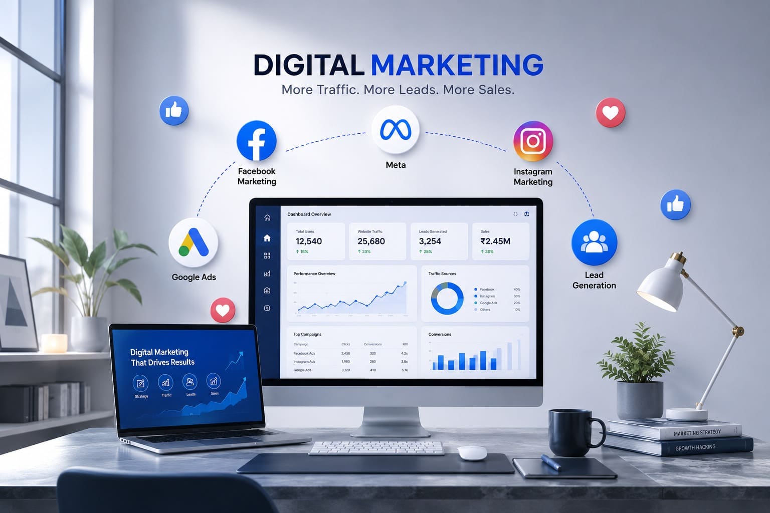 Digital Marketing Metrics Growth Performance Dashboard Optimization Layout